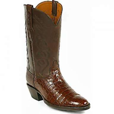 Black Unisex Jack Classic Stitch Nile Crocodile Belly Cowboy Boot