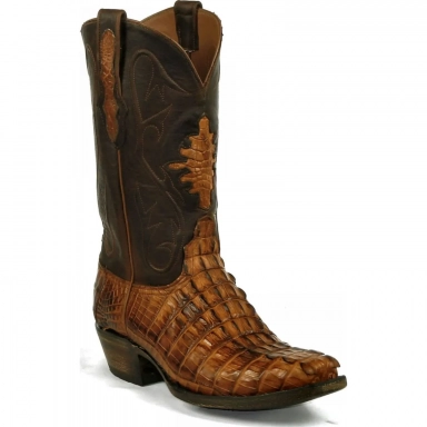Black Unisex Jack Shield Inlay with cord Nile Croc Tail Western Cowboy