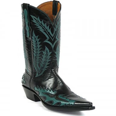 Black Unisex Jack Vamp Inlay 3 Stitch 1200 European Goat Cowboy Boot