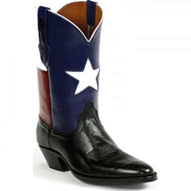 Black Unisex Jack Texas Flag Top European Goat Cowboy Boot