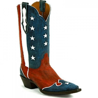Black Unisex Jack Patriotic Design Wing Tip Heel Foxing Cowboy Boot