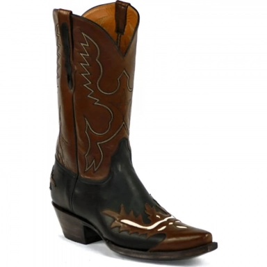 Black Unisex Jack Stitch 360 Wing Tip Heel Foxing Cowboy Boot