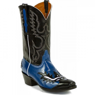 Black Jack Mens Stitch 360 Wing Tip Heel Foxing Cowboy Boot Blackblue