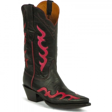 Black Unisex Jack Classic Vamp Top Inlay Ranch Hand Cowboy Boot