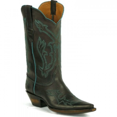 Black Unisex Jack Ob-86 Vamp Top Stitch Ranch Hand Cowboy Boot