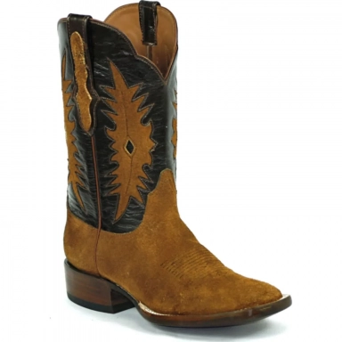 Black Unisex Jack Stefie Inlay Design European Goat Cowboy Boot