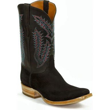Black Unisex Jack Stitch 1200 Sueded Goat Western Cowboy Boot