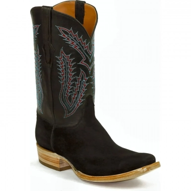Black Unisex Jack Stitch 1200 Sueded Goat Western Cowboy Boot