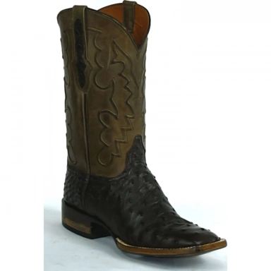 Black Unisex Jack Bastrop Cord Design Full Quill Ostrich Cowboy Boot