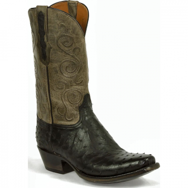 Black Jack Boerne Cord Design Full Quill Ostrich Western Boot