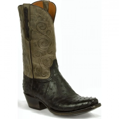 Black Unisex Jack Boerne Cord Design Full Quill Ostrich Western Cowboy