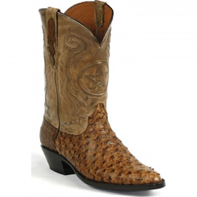 Black Unisex Jack Tri-Star Cording Full Quill Ostrich Cowboy Boot
