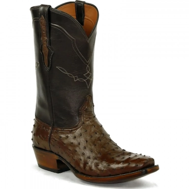 Black Unisex Jack Cord Full Quill Ostrich Western Cowboy Boot