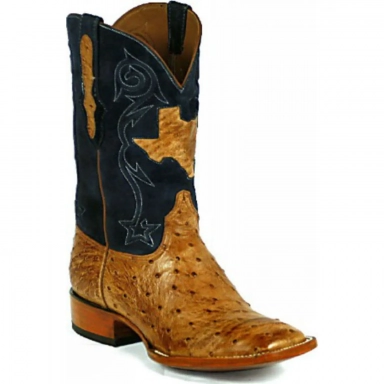 Black Unisex Jack Texas Inlay W- Star Cords Full Quill Ostrich Cowboy