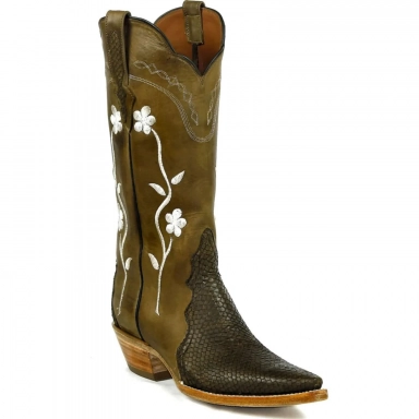 Black Unisex Jack Triad Gardenia Embroidery Salmon Western Cowboy Boot