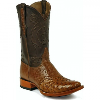 Black Jack Mens Tri-Star Cording Full Quill Ostrich Cowboy Boot Brown