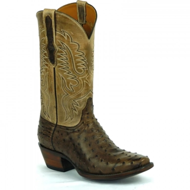 Black Unisex Jack Stitch 631 Full Quill Ostrich Cowboy Boot