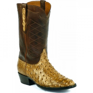 Black Unisex Jack Pecos Design Full Quill Ostrich Cowboy Boot