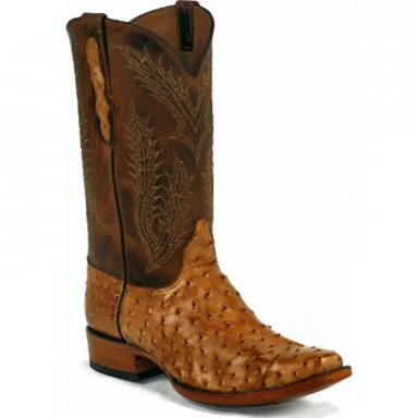 Black Unisex Jack Stitch 1200 Full Quill Ostrich Cowboy Boot