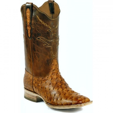 Black Unisex Jack Steer Cord Design Full Quill Ostrich Cowboy Boot