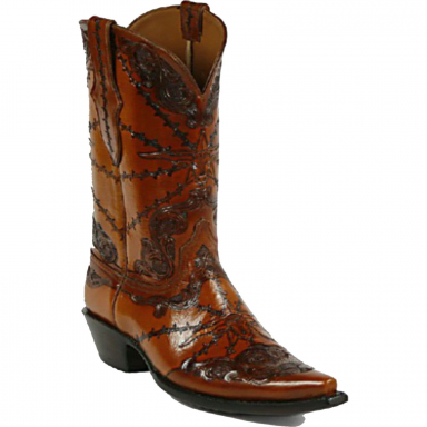 Black Jack Long Horn Barbed Wired Craftsman Hand-Tooled Cowboy Boot HT-103
