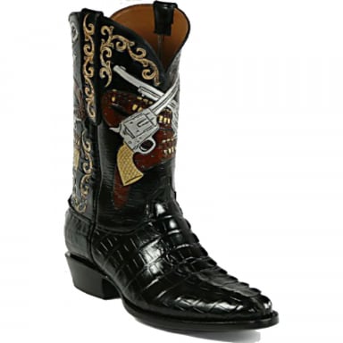 Black Jack Mens Cross Pistols Design Craftsman Hand-Tooled Cowboy Boot