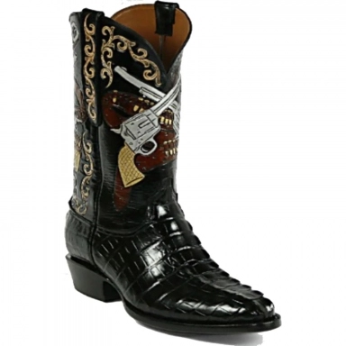 Black Jack Mens Cross Pistols Design Craftsman Hand-Tooled Cowboy Boot