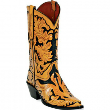 Black Jack All Hand Tooled Design Craftsman Hand-Tooled Cowboy Boot HT-10