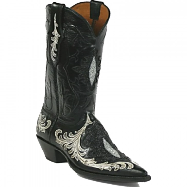 Black Unisex Jack Shield Inlay Craftsman Hand-Tooled Cowboy Boot