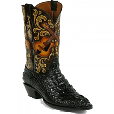 Black Unisex Jack Guitars Design Craftsman Hand-Tooled Cowboy Boot