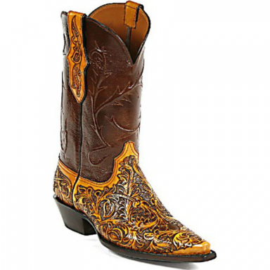 Black Jack Jason Design & Locust Cord Craftsman Hand-Tooled Cowboy Boot HT-117