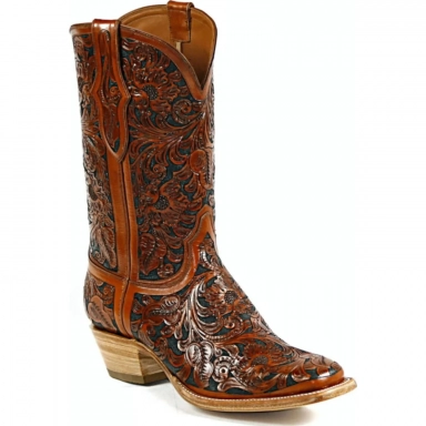 Black Jack Mens Handtooled El Patron Craftsman Hand-Tooled Cowboy Boot