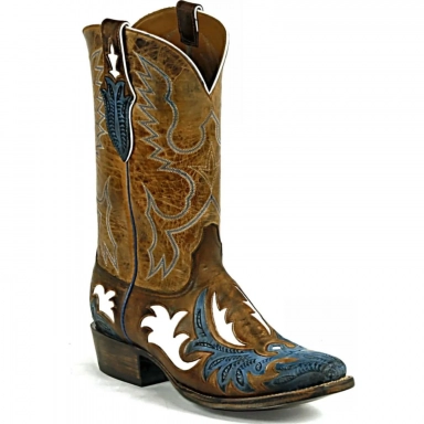 Black Jack Mens Stitch 360 Hand Tooled Aguila Goat Western Cowboy Boot