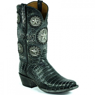 Black Jack Tooled 3-D Texas Stars Craftsman Hand-Tooled Cowboy Boot HT-1409