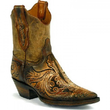 Black Jack Mens Plain Tops Craftsman Hand-Tooled Cowboy Boot Browntan