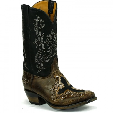 Black Unisex Jack Tooled Filigreed Floral Design Handtooled Western