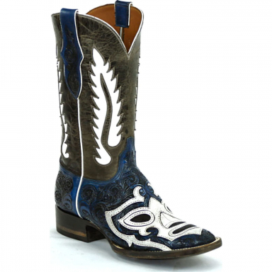 Black Jack Terlingua Inlay Design Craftsman Hand-Tooled Cowboy Boot HT-1419
