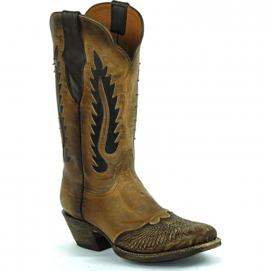 Black Jack Terlingua Inlay Design Craftsman Hand-Tooled Cowboy Boot HT-1422