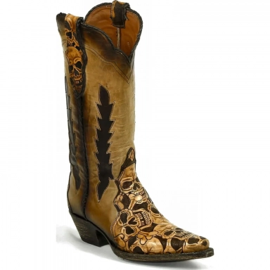 Black Unisex Jack Jackie Triad Design Tooled Calaveras Western Cowboy