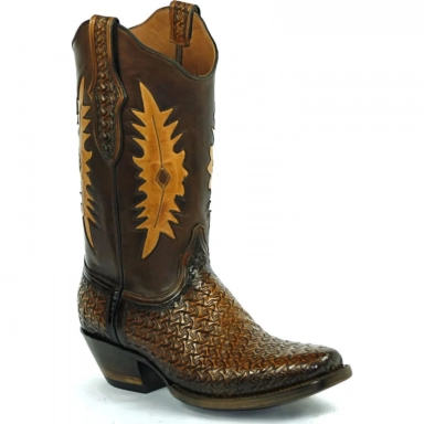 Black Jack Mens Stefie Inlay Design Craftsman Hand-Tooled Cowboy Boot