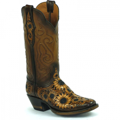Black Jack Waxahachie Cord Design Craftsman Hand-Tooled Cowboy Boot HT-1812
