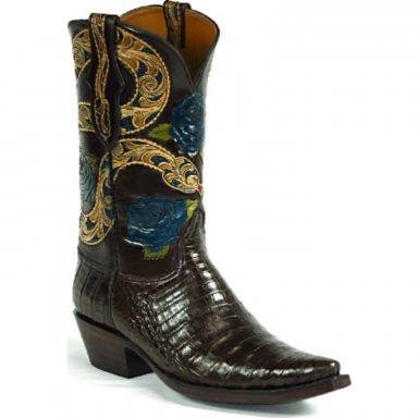 Black Jack Mens Hand Tooled Snake I Roses Craftsman Hand-Tooled Cowboy