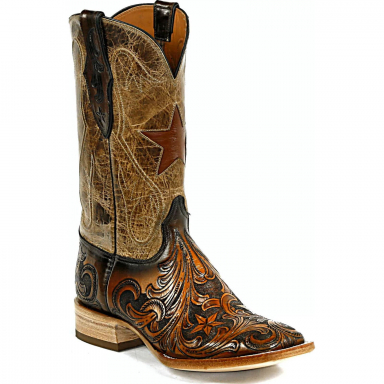 Black Jack Handotoled Stars with new Star Inlays Handtooled Stars Western Boot