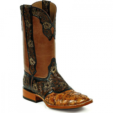 Black Jack Plain Tops With Tooled Pulls & Collars Craftsman Hand-Tooled Cowboy Boot HT-198