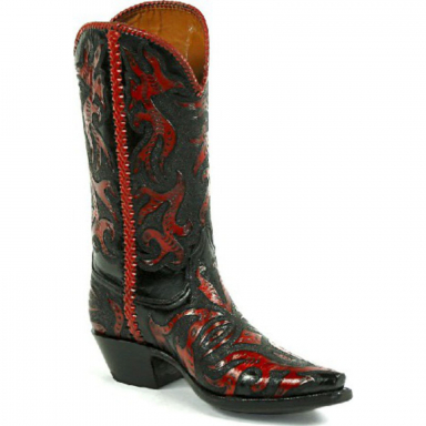Black Jack All Hand Tooled Design Craftsman Hand-Tooled Cowboy Boot HT-20
