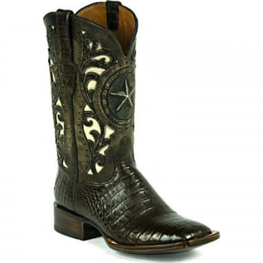 Black Jack Tooled 3D Star Craftsman Hand-Tooled Cowboy Boot