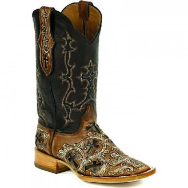 Black Unisex Jack Billy Stitch 1 Craftsman Hand-Tooled Cowboy Boot