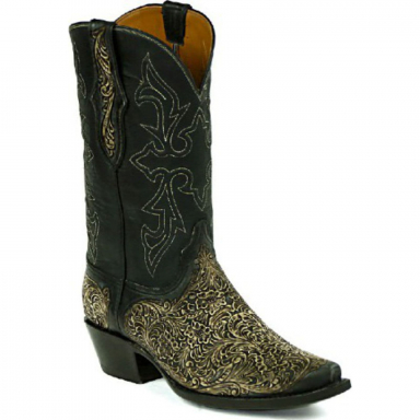 Black Jack Hueco Cording Craftsman Hand-Tooled Cowboy Boot HT-304