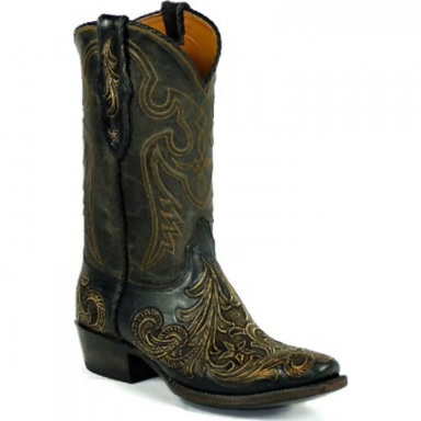 Black Jack Mens Del Rio Cord Design Craftsman Hand-Tooled Cowboy Boot