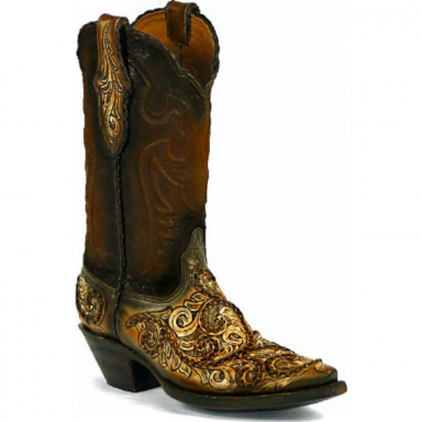Black Jack Del Rio Cord Design  Braided Cord Craftsman Hand-Tooled Cowboy Boot HT-312
